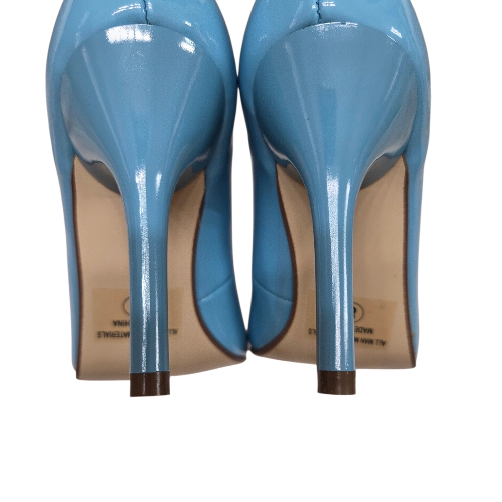 DELICIOUS Patent 4" Stiletto Heel Classic Pointed Toe Pumps Sz 8 Blue VTG NEW - Picture 7 of 16